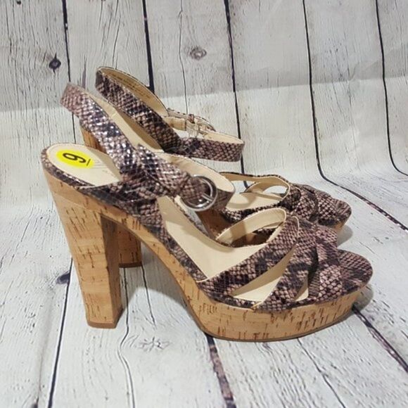 MARC FISHER Snakeskin Strappy Cork Sandals 9 NEW - Picture 4 of 8